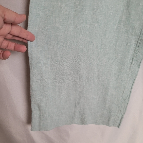 Cynthia Rowley Baby Blue Linen Blend Cropped Pullon Pants Women's Size Large - Picture 2 of 11